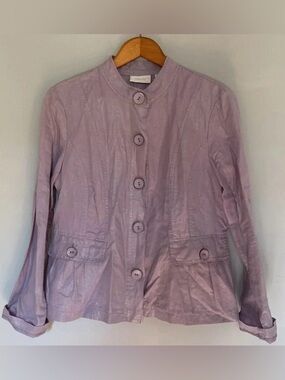 Chico’s Shimmery Light Purple Button Up Long Sleeve Jacket Size 1 Juniors